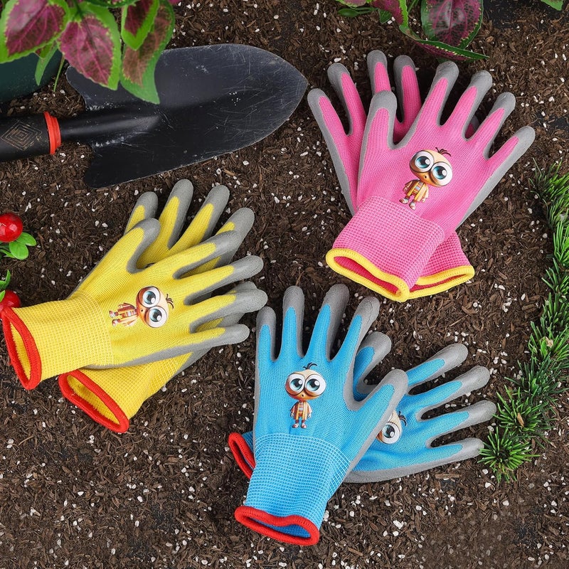 LveSunny Kids Gardening Gloves, 2 Pair Toddler Gardening Gloves, Girls Glove, Rubber Non-Slip Safety Work Gloves for Kids, Youth, Garden, Fishing, Cycling and Gardening Tools (Ages 3-5) - Image 5